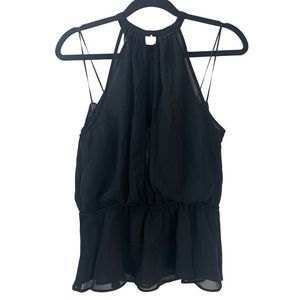 NWT Express Halter Sleeveless Black Sheer Peplum Blouse Top Size M
